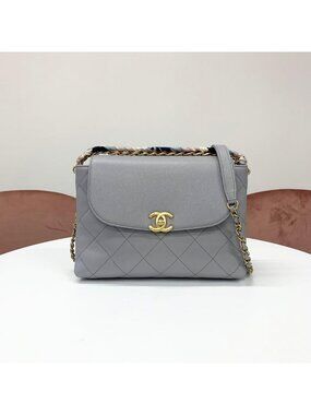 Chanel Quilted CC Logo Caviar Leather 2-Way Shoulder Bag